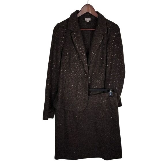 J. Jill Dresses & Skirts - J. Jill Brown Sequin Skirt Suit Blazer Set Women's Medium 10 Wool Blend